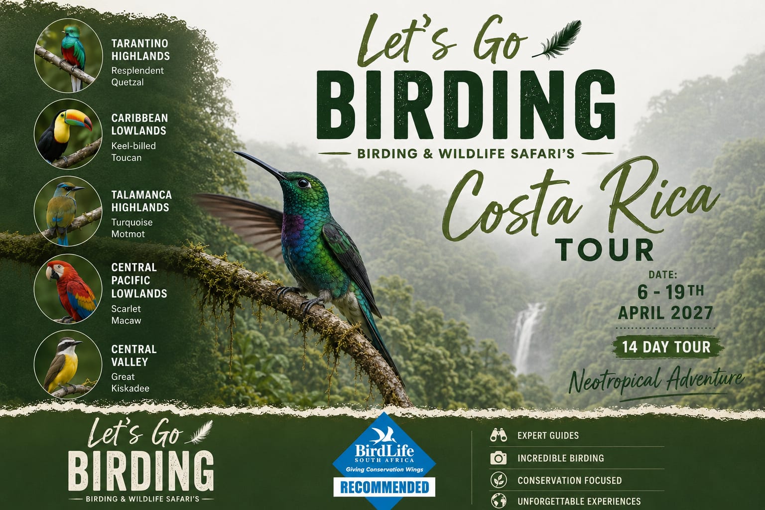 Lets go birding Costa rica tour 2027